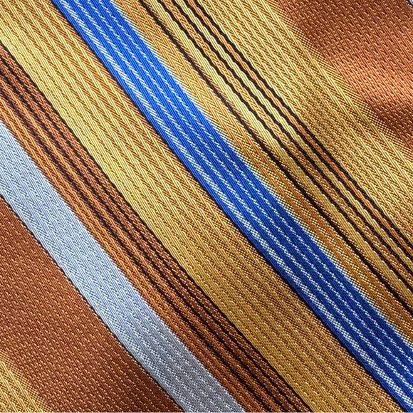 Philippe Ertu Tie 100% Silk Blue Gold Stipe Geo Japan Italy 3.75"x57-59" X5 - Picture 16 of 16